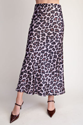 High Waist Animal Print Midi Skirt