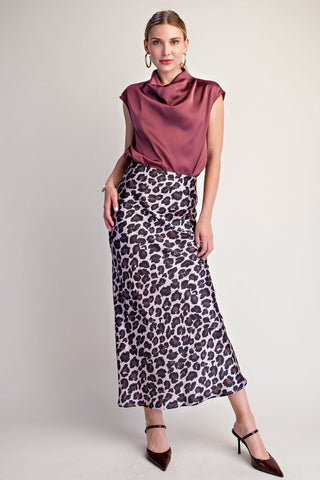 High Waist Animal Print Midi Skirt