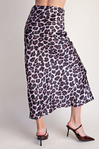 High Waist Animal Print Midi Skirt