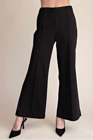 High Waist Wide Cropped Flare Pants Black