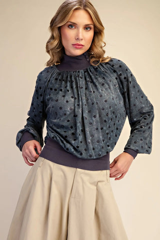 Polka Dot Knit Flowy Top
