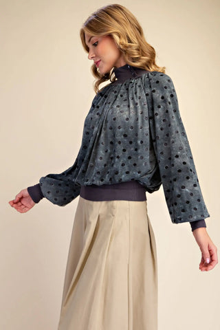 Polka Dot Knit Flowy Top