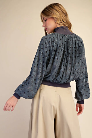 Polka Dot Knit Flowy Top