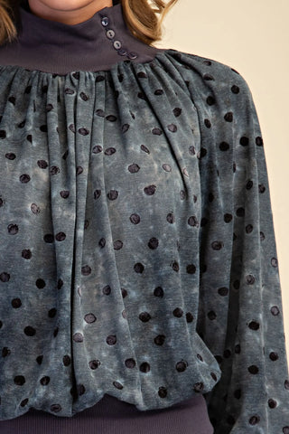 Polka Dot Knit Flowy Top