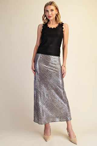 Sleeveless Lurex Scallop Knit Top