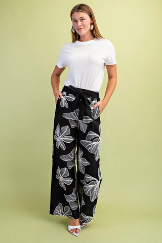 Floral Embroidered Pants