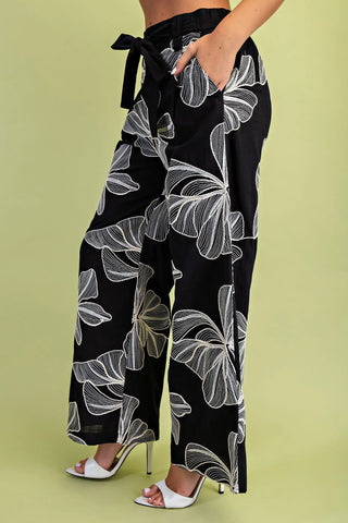 Floral Embroidered Pants
