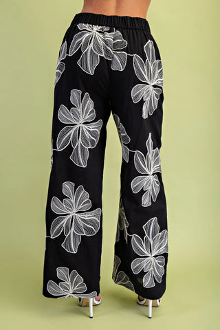 Floral Embroidered Pants