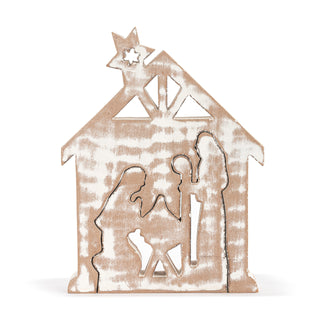 Whitewashed Wood Nativity Set