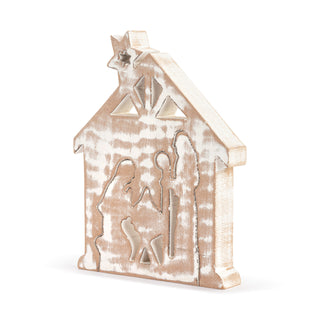 Whitewashed Wood Nativity Set