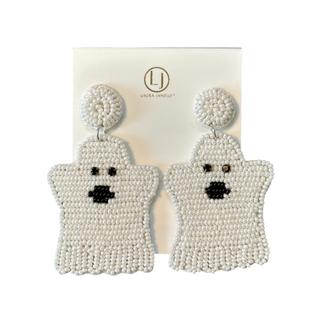 Halloween Ghost Beaded Earrings