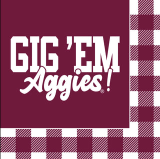 Texas A&M - Gig Em Checkerboard Full Color Napkins