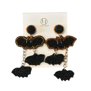 Halloween Bat Beaded Earrings