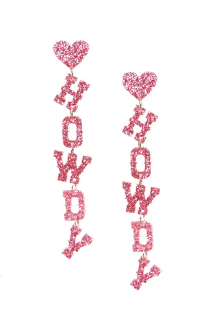 Pink Sparkle Howdy Earrings