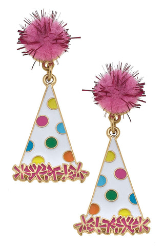 Polka Dot Party Hat Earrings