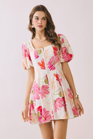 Floral Print Flare Skirt Fit And Flare Mini Dress L
