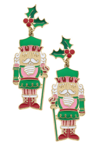 Holly Jolly Nutcracker Enamel Earrings