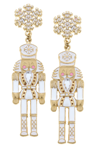 Pearl Studded Snowflake Nutcracker Earrings