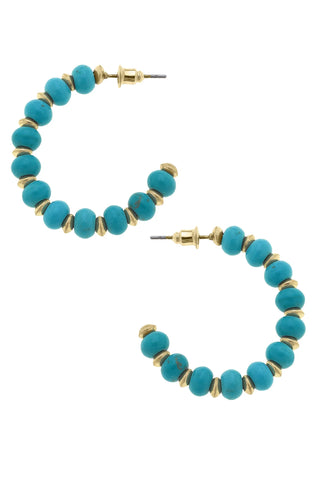 Kaycee Beaded Turquoise Hoops