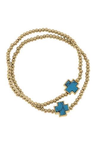 Beth Turquoise Cross Ball Bracelet