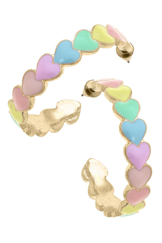 Hearts Pastel Enamel Hoop Earrings