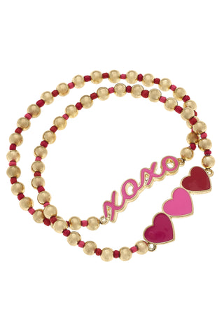 XOXO & Hearts Ball Bead Bracelets