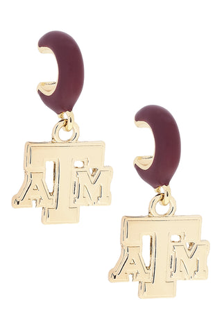 Texas A&M Logo Huggie Hoop Earrings