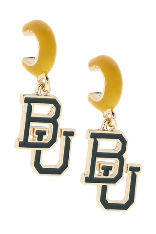 Baylor Bears Enamel Logo Huggie Hoop Earrings