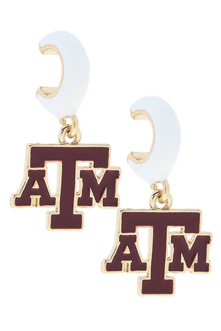 Texas A&M Enamel Logo Huggie Hoop Earrings
