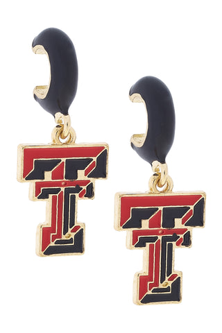 Texas Tech Enamel Logo Huggie Hoop Earrings
