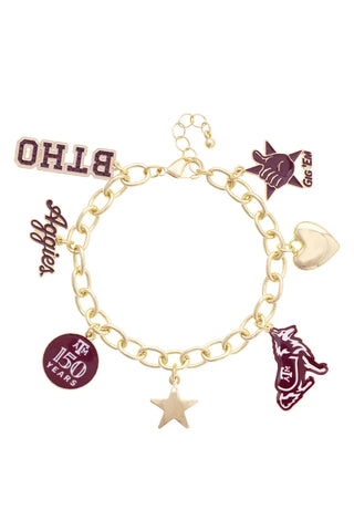Texas A&M Aggies 150th Anniversary Enamel Charm Bracelet