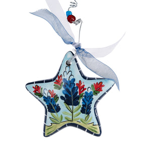 Bluebonnet Indian Paintbrush Star Ornament
