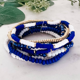 Blue & White Stacked Bracelets