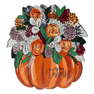 Floral Wooden Pumpkin