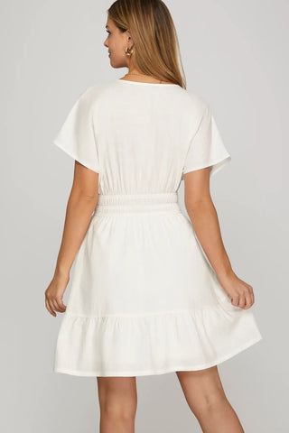 TIERED MINI DRESS WITH POCKETS