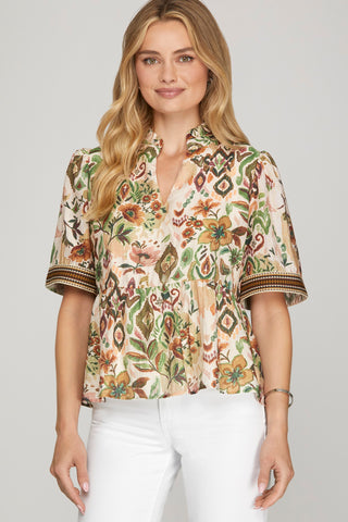Woven Print Top