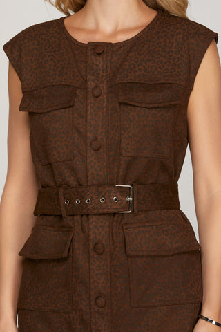 Animal Print Suede Mini Dress