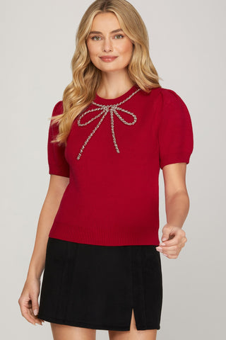 Beaded Bow Sweater