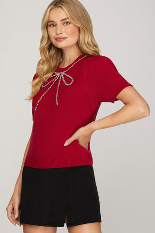Beaded Bow Sweater