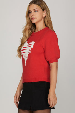 Heart Applique Sweater Top