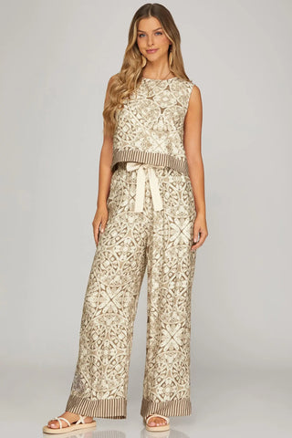 WIDE LEG PANTS WITH ELASTIC WAISTBAND AND POCKETS