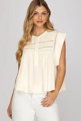 LACE BUTTON TOP