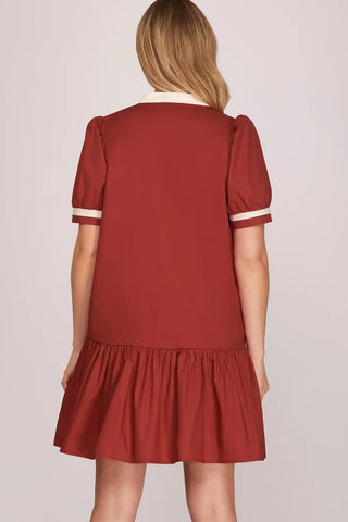 SHORT SLEEVE GAME DAY MINI DRESS WITH POCKETS