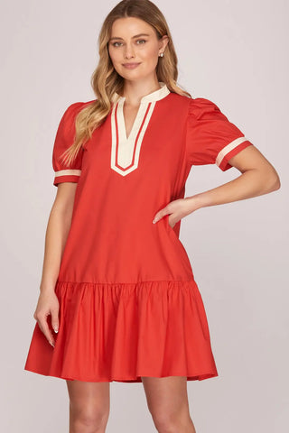 SHORT SLEEVE GAME DAY MINI DRESS WITH POCKETS