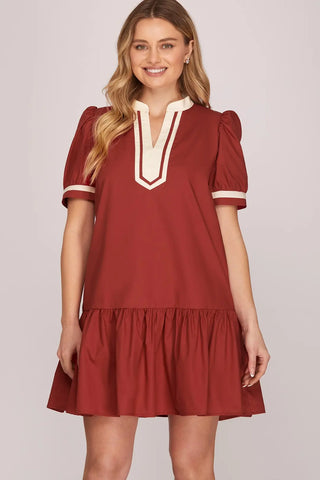 SHORT SLEEVE GAME DAY MINI DRESS WITH POCKETS