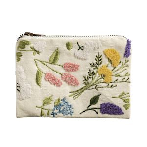 Floral Bead & Embroidery Zipper Pouches