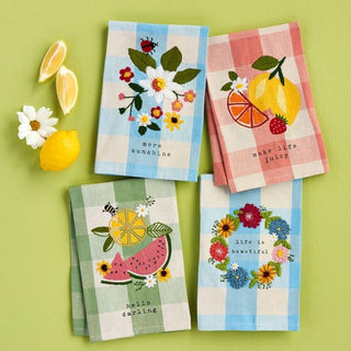 Fruity Floral Check Towels