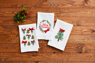 Christmas Embroidered Bow Towels