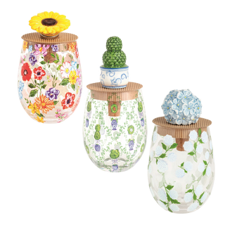 Flower Stemless Wine Glass Set