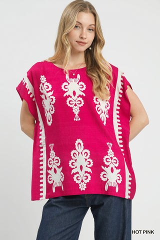 Border Poncho Style Top